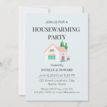 Niedliche Wasserfarbe Neue Zuhause Housewarming Pa