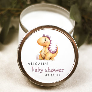 Niedliche Wasserfarbe Orange Lila Dinosaur Babydus Runder Aufkleber