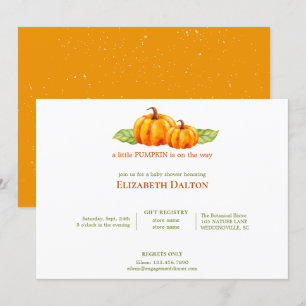Niedliche Wasserfarbe Orange Pumpkins Kinderdusche Einladung