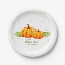Niedliche Wasserfarbe Orange Pumpkins Kinderdusche Pappteller