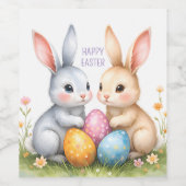 Niedliche Wasserfarbe Osterbrunnen Happy Oster Weinetikett (Einzelnes Label)