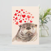 Niedliche Wasserfarbe Otter Herz Liebe Tierischer  Dankeskarte (Stehend Vorderseite)