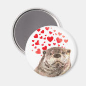 Niedliche Wasserfarbe Otter Herz Liebe Tierischer  Magnet (Vorderseite/Rückseite)