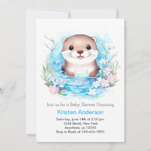 Niedliche Wasserfarbe Otter Wonderland Boy Babydus Einladung