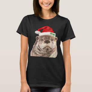 Niedliche Wasserfarbe Otter zu Weihnachten Weihnac T-Shirt