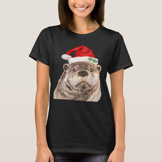 Niedliche Wasserfarbe Otter zu Weihnachten Weihnac T-Shirt (Vorderseite)