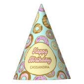 Niedliche Wasserfarbe Pastell Sprinkle Donut Green Partyhütchen (Vorderseite)