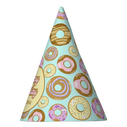 Niedliche Wasserfarbe Pastell Sprinkle Donut Green Partyhütchen (Rechts)