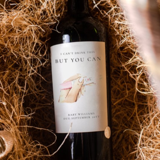 Niedliche Wasserfarbe Personalisiert Schwangerscha Weinetikett