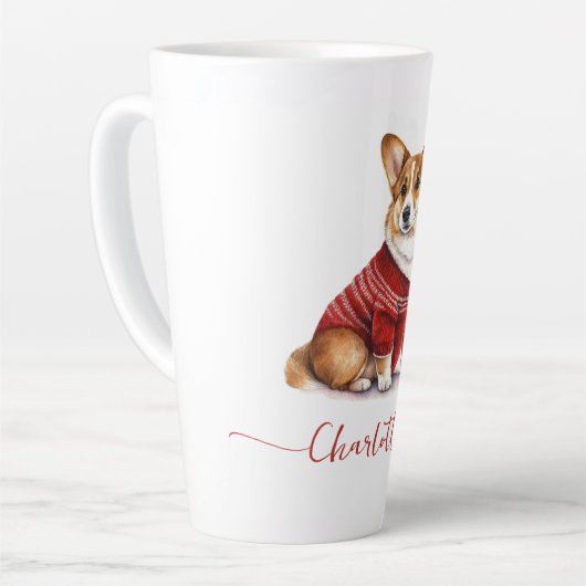 Niedliche Wasserfarbe Personalisiert Weihnachten C Milchtasse (Linke Ecke)