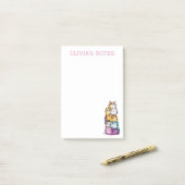 Niedliche Wasserfarbe Personalisierte Katze Liebha Post-it Klebezettel (Auf Schreibtisch)