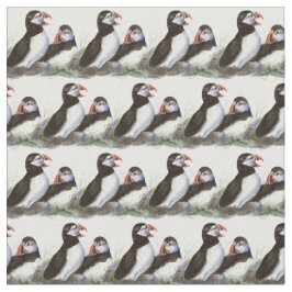 Niedliche Wasserfarbe Puffin Vogelwelt Kunst, Dich Stoff