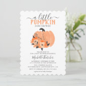 Niedliche Wasserfarbe Pumpkin & Florals Babydusche Einladung (Stehend Vorderseite)