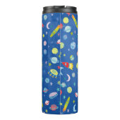 Niedliche Wasserfarbe Raumplaneten Raketen Mond Thermosbecher (Rückseite)