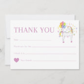 Niedliche Wasserfarbe Regenbogen Einhorn Geburtsta Dankeskarte (Vorderseite)