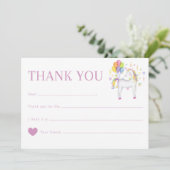 Niedliche Wasserfarbe Regenbogen Einhorn Geburtsta Dankeskarte (Stehend Vorderseite)