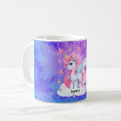 Niedliche Wasserfarbe Regenbogen Einhorn Personali Kaffeetasse (Vorderseite Links)