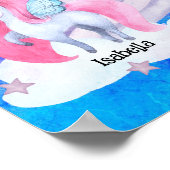 Niedliche Wasserfarbe Regenbogen Einhorn Personali Poster (Ecke)