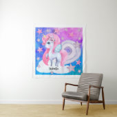 Niedliche Wasserfarbe Regenbogen Einhorn Personali Wandteppich (Beispiel)