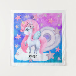 Niedliche Wasserfarbe Regenbogen Einhorn Personali Wandteppich