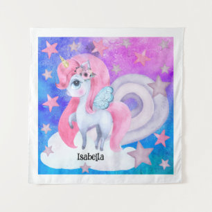 Niedliche Wasserfarbe Regenbogen Einhorn Personali Wandteppich