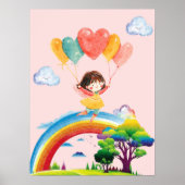 Niedliche Wasserfarbe Regenbogen Girl Kinder Kinde Poster (Vorne)