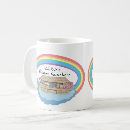 Niedliche Wasserfarbe Regenbogen Noah's Ark on Whi Kaffeetasse (Vorderseite Links)