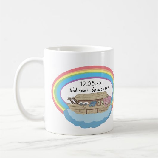 Niedliche Wasserfarbe Regenbogen Noah's Ark on Whi Kaffeetasse (Links)