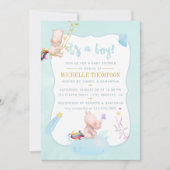 Niedliche Wasserfarbe Rhino Unicorn Kinderdusche Einladung (Vorderseite)