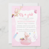 Niedliche Wasserfarbe Rhino Unicorn Kindermädchen  Einladung (Vorderseite)