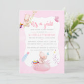 Niedliche Wasserfarbe Rhino Unicorn Kindermädchen  Einladung (Stehend Vorderseite)