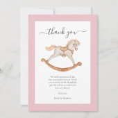 Niedliche Wasserfarbe Rocking Horse Kinderdusche Dankeskarte (Vorderseite)