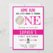 Niedliche Wasserfarbe Rookie Baseball Girl 1. Gebu Einladung (Vorderseite)