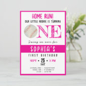 Niedliche Wasserfarbe Rookie Baseball Girl 1. Gebu Einladung (Stehend Vorderseite)