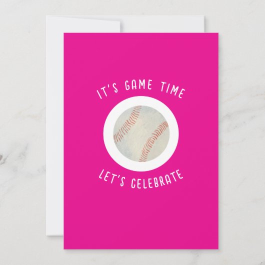 Niedliche Wasserfarbe Rookie Baseball Girl 1. Gebu Einladung (Rückseite)