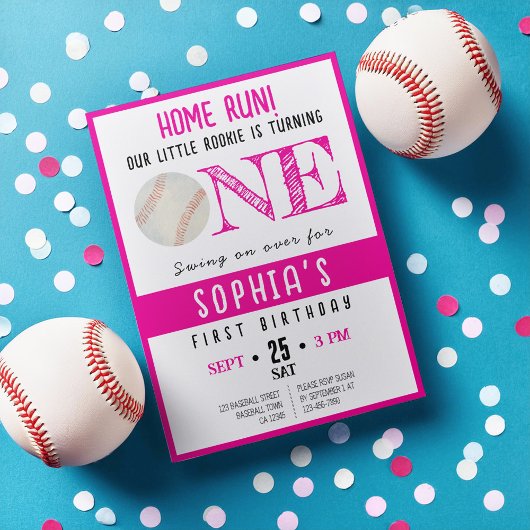 Niedliche Wasserfarbe Rookie Baseball Girl 1. Gebu Einladung