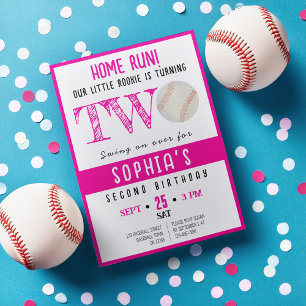 Niedliche Wasserfarbe Rookie Baseball Girl Einladung