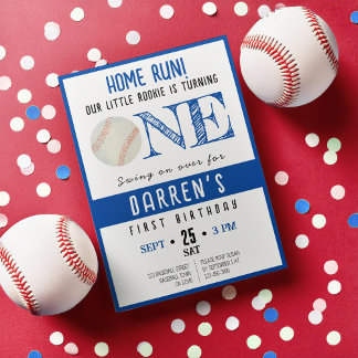 Niedliche Wasserfarbe Rookie Baseball Junge 1. Geb Einladung