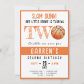 Niedliche Wasserfarbe Rookie Basketball 2 Geburtst Einladung (Vorderseite)