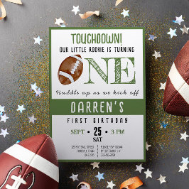 Niedliche Wasserfarbe Rookie Fußball 1. Geburtstag Einladung