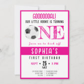 Niedliche Wasserfarbe Rookie Fußball Pink 1. Gebur Einladung (Vorderseite)