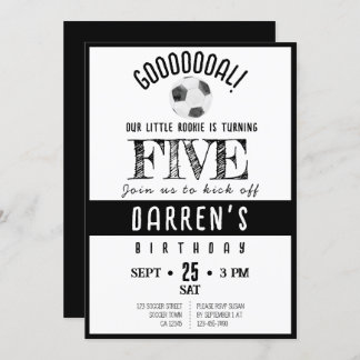 Niedliche Wasserfarbe Rookie Fußball Schwarzer Geb Einladung