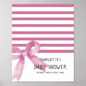 Niedliche Wasserfarbe Rosa Bow Babydusche Begrüßun Poster (Vorne)