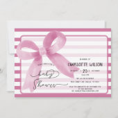 Niedliche Wasserfarbe Rosa Bow Babydusche Einladung (Vorderseite)