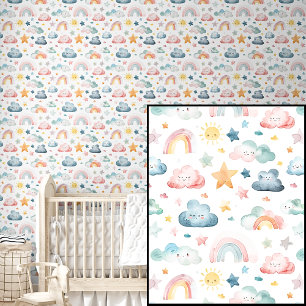 Niedliche Wasserfarbe Rosa grüne blaue Regenbogen  Tapete