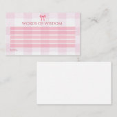 Niedliche Wasserfarbe Rosa Koquette Neuer Elternte Hinweiskarte (Vorne/Hinten)