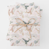 Niedliche Wasserfarbe Rosa Whale Delphin Geschenkpapier Set (Beispiel)