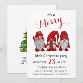 Niedliche Wasserfarbe Rote Gnomes Kleines Weihnach Einladung (Vorne/Hinten)