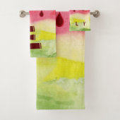 Niedliche Wasserfarbe Rote Wassermelone Monogramm Badhandtuch Set (Insitu)