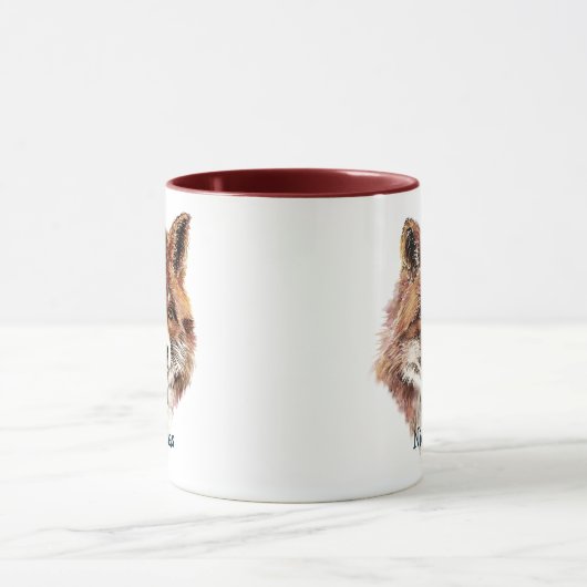 Niedliche Wasserfarbe Roter Fuchs Tierart Art Tasse (Zentrum)